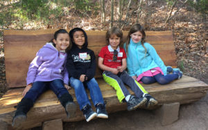 Garden Street Academy K-1 Field Trip Santa Barbara Botanic Garden Students - Sitting on Tree Bench