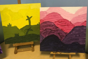 Garden Street Academy Middle School Tint and Shade Overlapping Landscape Paintings