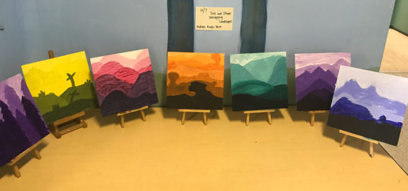 Garden Street Academy Middle School Tint and Shade Overlapping Landscape Paintings