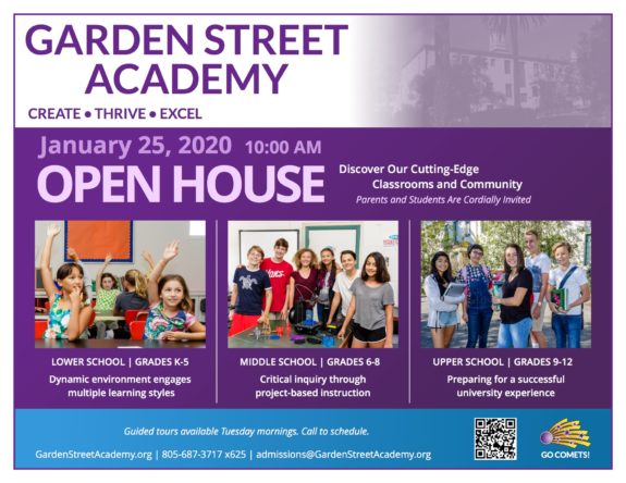 Garden Street Academy Open House Postcard 2019